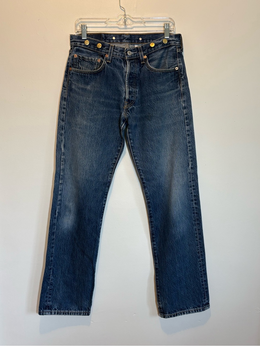 Vintage Levi’s 501 Straight Jeans w/ Carhartt Suspender Buttons Men’s 30x30